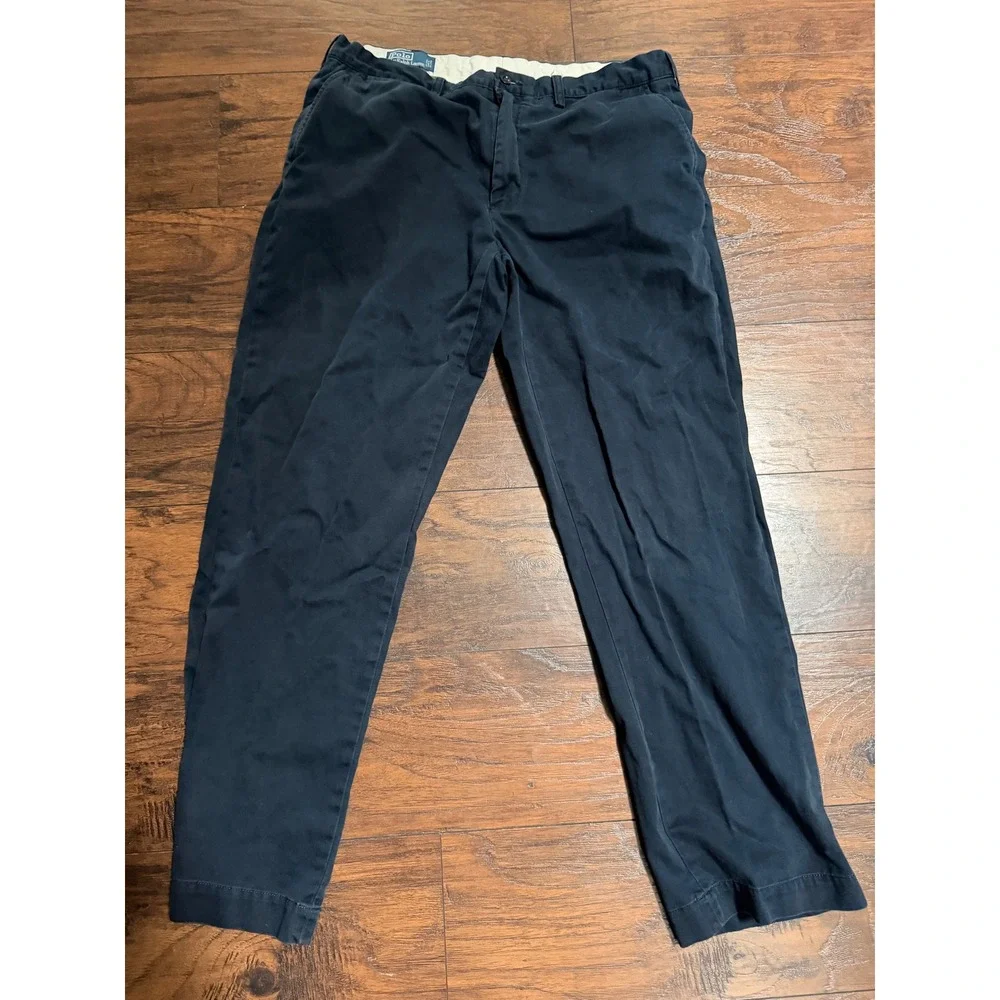 Polo Ralph Lauren Preston Pant Mens 38x34 Navy Blue Cotton‎ Chino Straight Leg